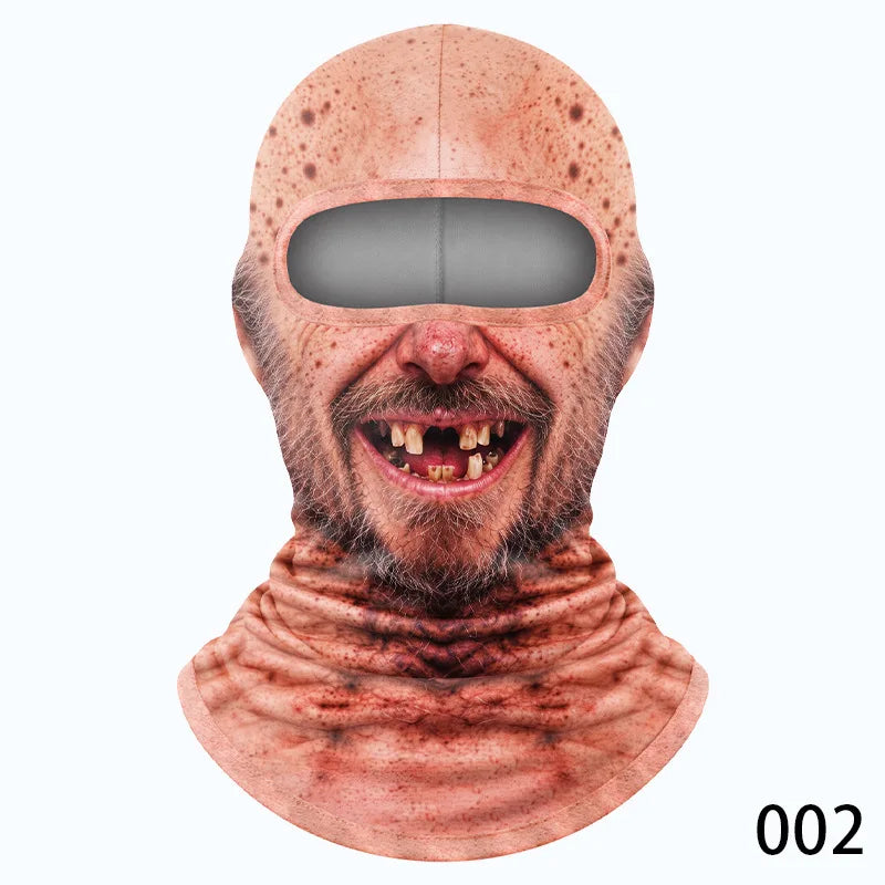 Masque de ski rigolo Tonton Gérard Yano Mask, cagoule imprimée crâne chauve et barbe de trois jours