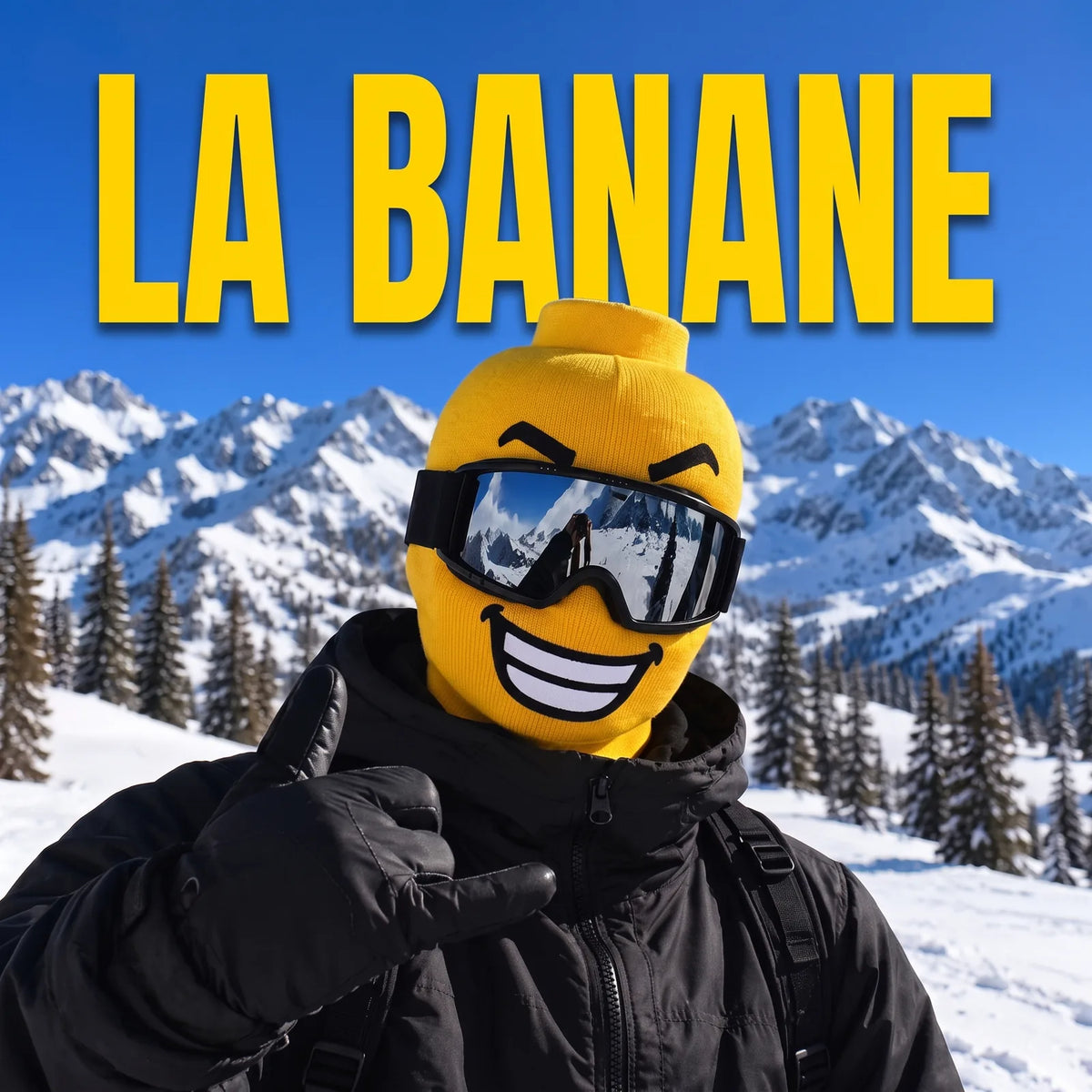 Masque de ski tête jaune La Banane – grand sourire