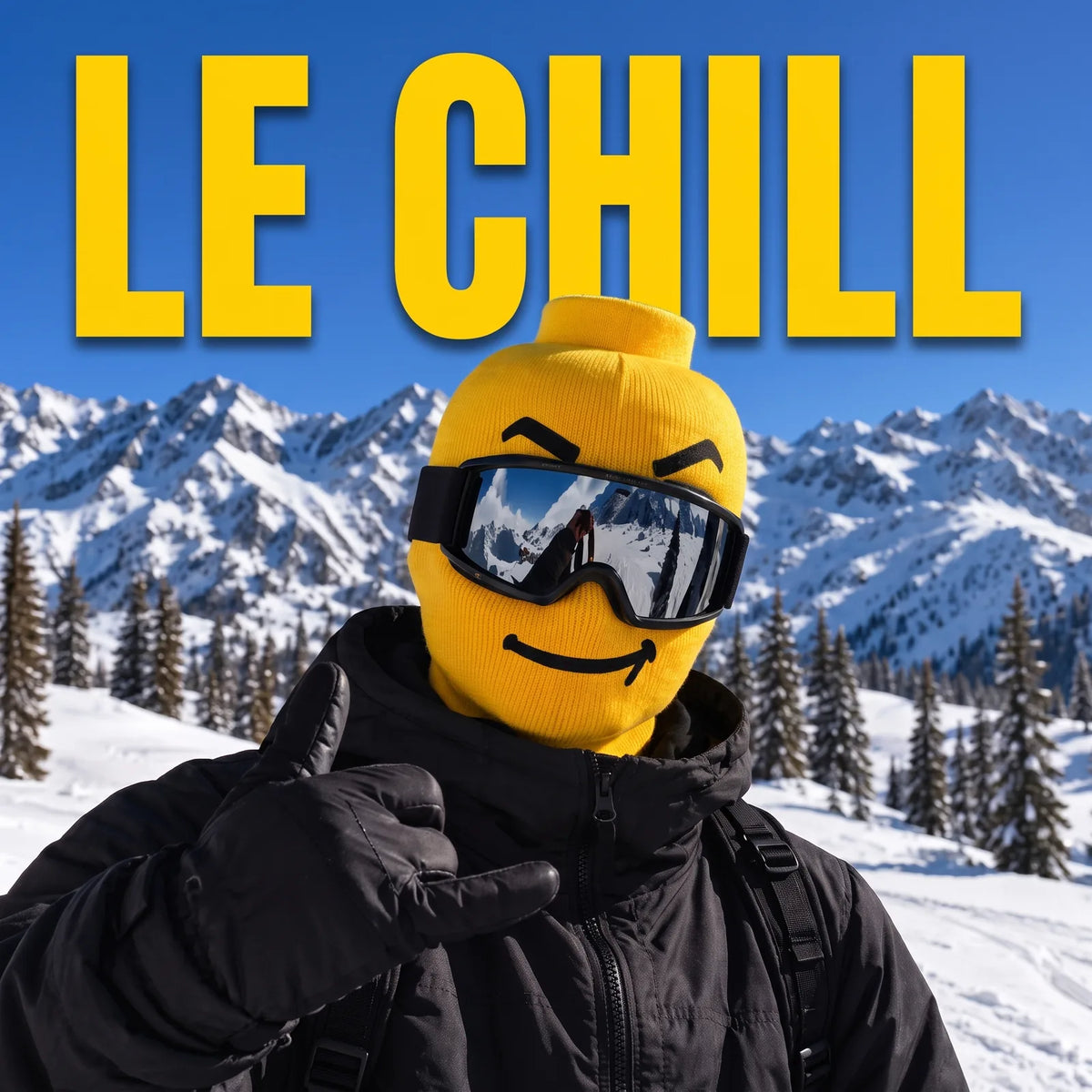 Masque de ski tête jaune Le Chill – sourire en coin
